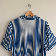 Load image into Gallery viewer, Hanna Andersson Striped Short Sleeve HannaSoft Pajama Top Elemental Blue L