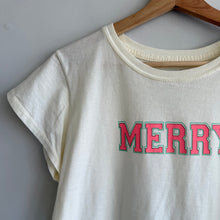 Load image into Gallery viewer, Recycled Karma Merry Minimalist Shrunken Baby Tee Pull On Top Cream L