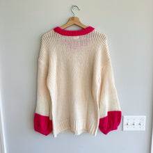 Load image into Gallery viewer, Lovers + Friends Colorblock Knit Oversized Sweater Cream Pink S NWT