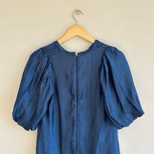 Load image into Gallery viewer, Ann Taylor Shimmer Puff Sleeve Mini Shift Dress Blue 0