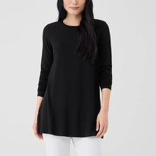 Load image into Gallery viewer, Eileen Fisher Stretch Jersey Knit Crew Neck Long Top Black M