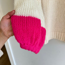 Load image into Gallery viewer, Lovers + Friends Colorblock Knit Oversized Sweater Cream Pink S NWT
