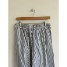 Load image into Gallery viewer, Donni Striped Pattern Strapless Cropped Top High Rise Wide Leg Pants Set Blue L