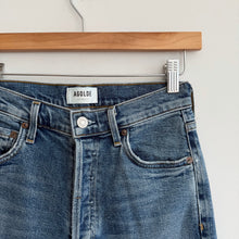 Load image into Gallery viewer, AGOLDE Nico High Rise Distressed Hem Button-Fly Denim Skinny Jeans Blue 25