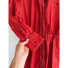 Load image into Gallery viewer, Tory Burch Eleanor Poplin Long Sleeve Button Front Midi Dress Ruby Rust 8 NWT