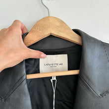 Load image into Gallery viewer, Lafayette 148 New York Kourt Plonge Lambskin Jacket Black L