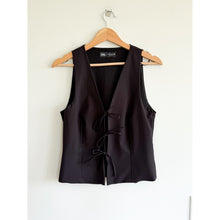 Load image into Gallery viewer, Zara Open Tie-Front V-Neck Sleeveless Vest Black L