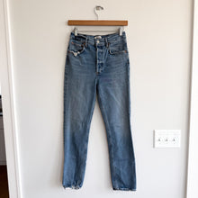 Load image into Gallery viewer, Agolde Riley Long Button-Fly High Rise Denim Straight Jeans Blue 26
