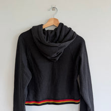 Load image into Gallery viewer, Aviator Nation Logo Rainbow Striped Trim Cropped Hoodie Set Black M
