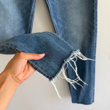 Load image into Gallery viewer, Denim Forum The Yoko High Rise Slim Button Fly Raw Hem Skinny Jeans Blue 30