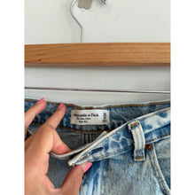 Load image into Gallery viewer, Abercrombie & Fitch The Mom Distressed Denim High Rise Shorts Blue 30
