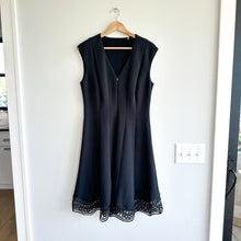 Load image into Gallery viewer, Elie Tahari Heidi Eyelet Hem 1/4 Zip Sleeveless Dress Black 10
