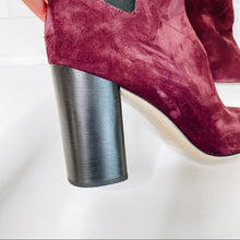 Load image into Gallery viewer, Rag & Bone Agnes Velvet Suede Chelsea Booties in Red $575