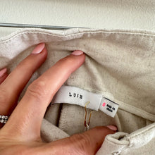 Load image into Gallery viewer, Lush Belted High Rise Pleated Linen Paperbag Shorts Oatmeal Cream S NEW