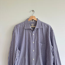 Load image into Gallery viewer, Peter Millar Gingham Print Long Sleeve Collared Button Up Shirt Purple XL