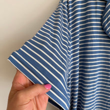 Load image into Gallery viewer, Hanna Andersson Striped Short Sleeve HannaSoft Pajama Top Elemental Blue L