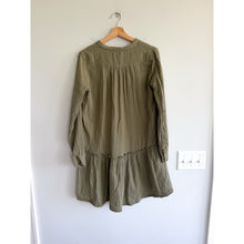 Load image into Gallery viewer, Anthropologie Maeve Katie Gauze Cotton V-Neck Long Sleeve Tunic Dress Green 4