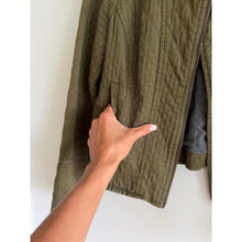 Load image into Gallery viewer, Anthropologie Hei Hei Quilted Cotton Zip Up Collarless Riding Jacket Green S