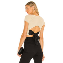 Load image into Gallery viewer, Lovers + Friends Mackenzie Knit Cut Out Back Cropped Top Cream M