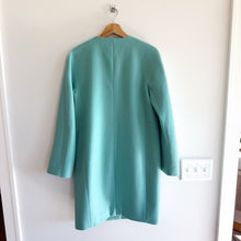 Load image into Gallery viewer, J. Crew Wool Blend Zip Up Mid Length Trench Coat Turquoise 6