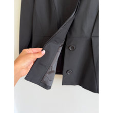 Load image into Gallery viewer, Theory Clarie Tailored Collarless Peplum Hidden Front Closure Jacket Black 10