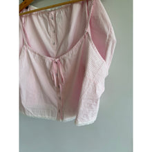 Load image into Gallery viewer, Skims Stretch Cotton Poplin Striped Tank Top Shorts Lounge Set Pink White XL