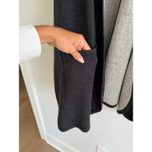 Load image into Gallery viewer, Eileen Fisher Cotton-Cashmere Hooded Open-Front Cape Poncho Black Grey OS