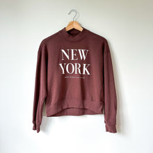 Load image into Gallery viewer, Abercrombie & Fitch New York Crew Neck Pullover Cropped Sweatshirt Brown XS