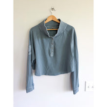 Load image into Gallery viewer, FP Movement So Fly Henley Long Sleeve Cropped Sweatshirt Blue L