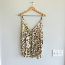 Load image into Gallery viewer, Donna Karan Collection Cashmere Silk Liquid Sequin Tank in Tarnished Gold L