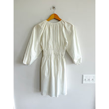 Load image into Gallery viewer, Wayf Leighton Poplin 3/4 Sleeve V-Neck Casual Mini Dress White XS