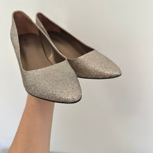 Load image into Gallery viewer, VANEli Metallic Glitter Slip-On Pointed Toe Heels Pumps Gold 9