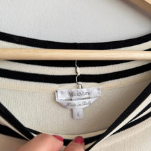 Load image into Gallery viewer, Max Mara Silk Striped Trim Round Neck 3/4 Sleeve Pullover Sweater S