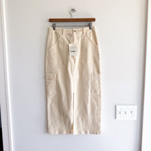 Load image into Gallery viewer, Böhme Khloe Denim Front Slit Cargo Pockets Midi Skirt Cream S NWT