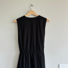 Load image into Gallery viewer, Vince V-Neck Cotton Sleeveless Belted Midi Dress Black Large NWT