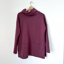 Load image into Gallery viewer, Dear Scarlett Jet Set Vienna Cowl Neck Pullover Sweatshirt Wine L NWT