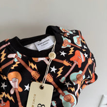 Load image into Gallery viewer, Bums & Roses Caught In A Jam Jogger Set Black Orange 12-18 Mo. NWT