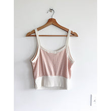 Load image into Gallery viewer, Project Social T Striped Pattern V-Neck Cropped Tank Top Cream Orange M NWT
