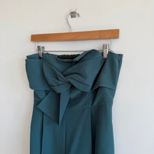 Load image into Gallery viewer, Anthropologie Hailee C Bow-Front Strapless Cut Out Back Cropped Jumpsuit Teal 6