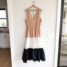 Load image into Gallery viewer, Anthropologie Maeve Tiered Colorblock Sleeveless Tie Back Maxi Dress 10