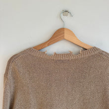 Load image into Gallery viewer, Zara Linen Blend Distressed Knit Button Front Cardigan Sweater Brown M