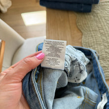 Load image into Gallery viewer, Anthropologie Pilcro Raw Hem High Rise Flared Jeans Blue 29