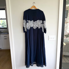 Load image into Gallery viewer, Anthropologie Bel Kazan Kimono Resort Swim Cover-up Navy White Dot L NWT