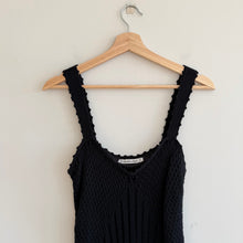 Load image into Gallery viewer, Abercrombie & Fitch 100% Cotton Crochet Scalloped Sleeveless Mini Dress Black ST