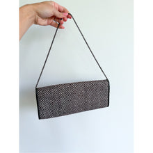Load image into Gallery viewer, Santi Chevron Pattern Sequin Accent Chain Strap Clutch Bag Black