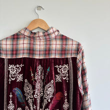 Load image into Gallery viewer, Johnny Was Lorie Plaid Pattern Embroidered Long Sleeve Shirt Red M
