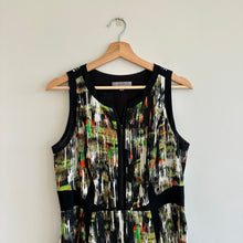 Load image into Gallery viewer, Classiques Entier Silk Blend Sleeveless High Low Dress Black Green 10