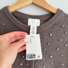 Load image into Gallery viewer, H&M Studded Embellished Button Front Cardigan Dark Beige M NWT
