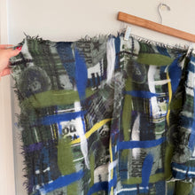 Load image into Gallery viewer, AKRIS Collector's Graffiti Abstract Print Scarf Blue Green OS