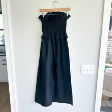 Load image into Gallery viewer, GILLI Strapless Cotton Smocked Bodice Wide Leg Jumpsuit Black M